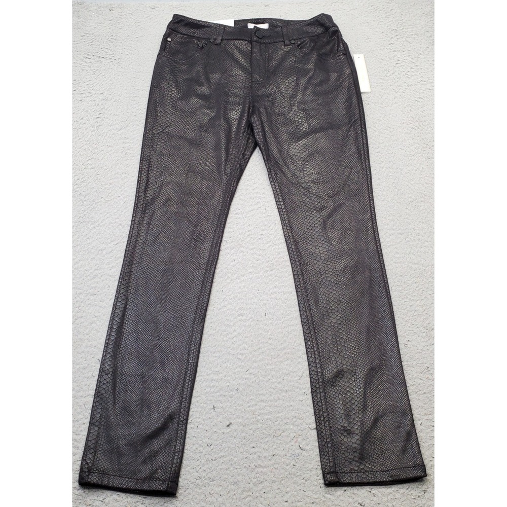 Eric Jenny Jeans Womens 4 Black Snakeskin Pattern Stretch Comfort Skinny Leg‎